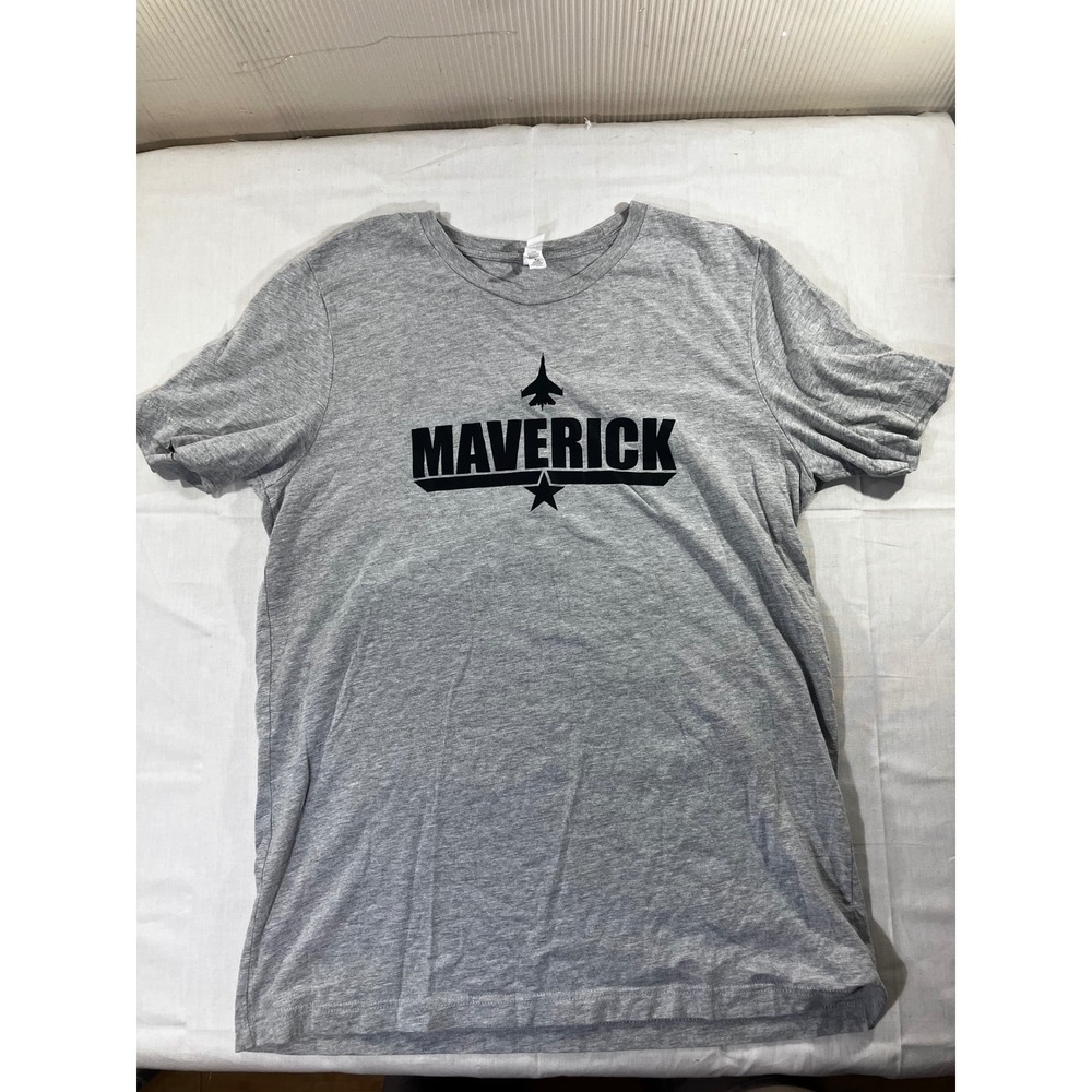 Men's Gray Bella Canvas Maverick Top Gun Graphic T Shirt Size L